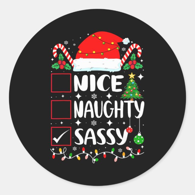 Sticker Rond Nice Naughty Sy Christmas List  (Devant)