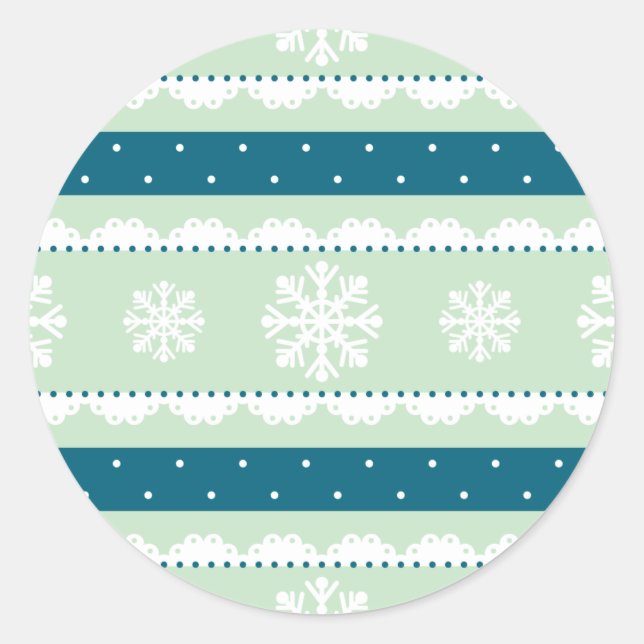 Sticker Rond Nice Noël Mint vert Snowflakes blanc Motif (Devant)