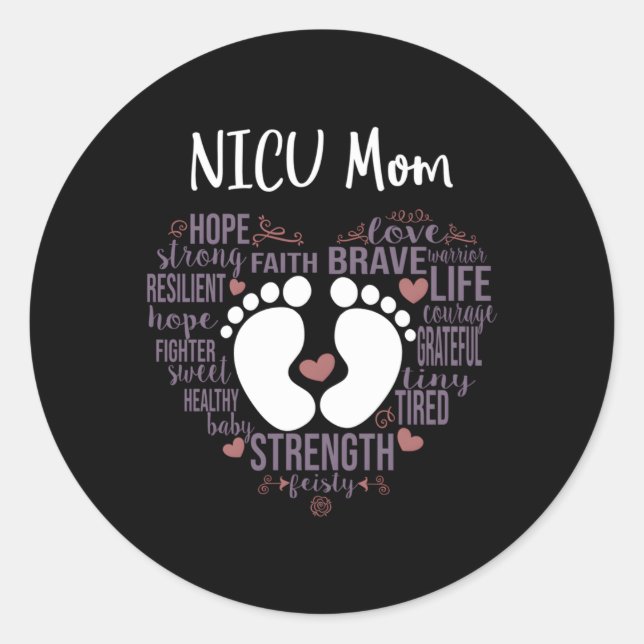 Sticker Rond Nicu Maman Preemie Ou Nicu Mois De Sensibilisation (Devant)