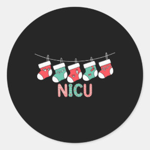 Sticker Rond Nicu Nurse Christmas Funny Soins néonatals intensi