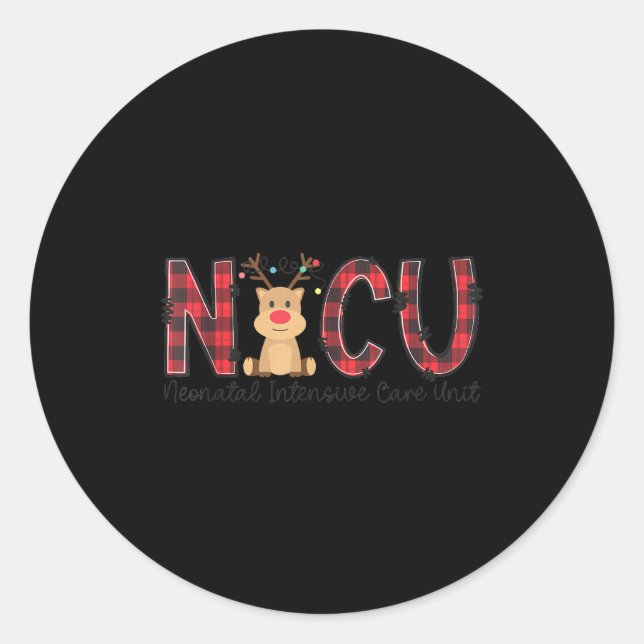 Sticker Rond Nicu Nurse Christmas Reindeer Neonatal Intensive C (Devant)