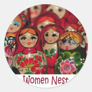 Sticker Rond Nid de femmes, poupées russes de nidification