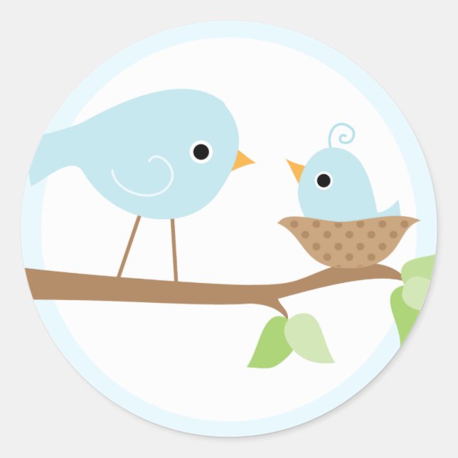 Sticker Rond Nid d'oiseau (bleu) (Devant)