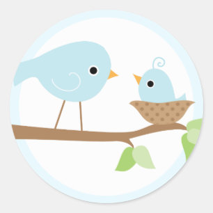 Sticker Rond Nid d'oiseau (bleu)