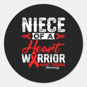 Sticker Rond Nièce d'un guerrier du cœur Ruban rouge maladie ca