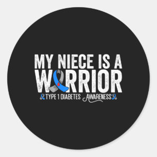 Sticker Rond Nièce Est Une Guerrière T1d Sensibilisation Au Dia