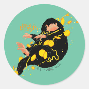 Sticker Rond Niffler Flottant Avec Or