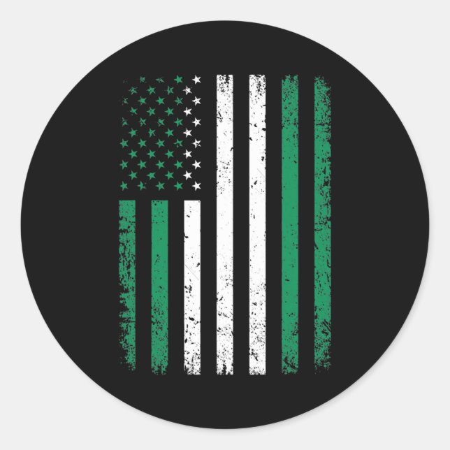 Sticker Rond Nigeria États-Unis Drapeau 4 juillet Américain Nig (Devant)