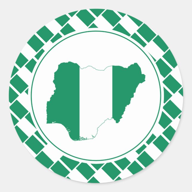 Sticker Rond NIGERIA FLAG Carte nigériane Patriotique élégant (Devant)