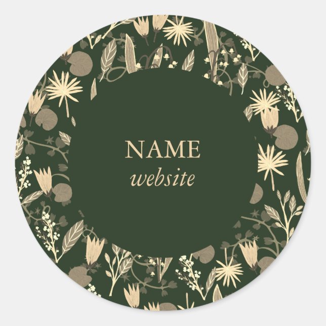 Sticker Rond Night Garden Botanical Floral Plants Modern Chic  (Devant)