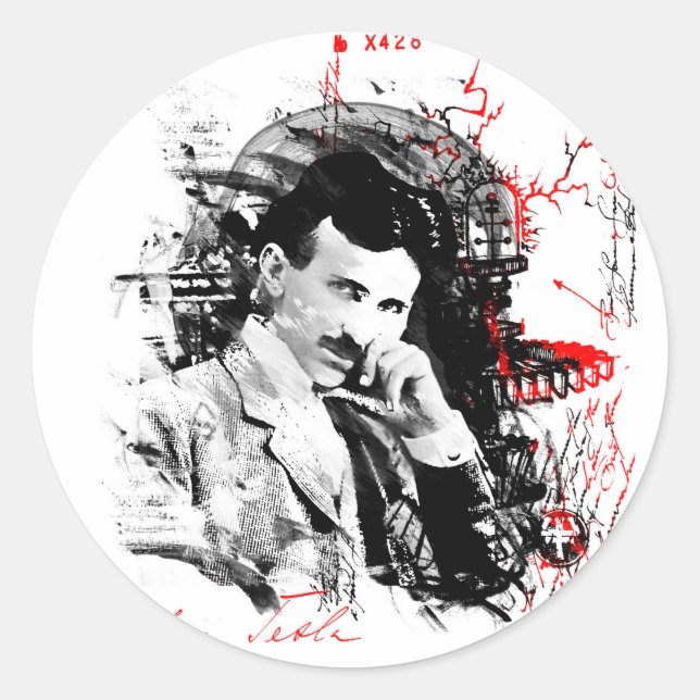 Sticker Rond Nikola Tesla (Devant)