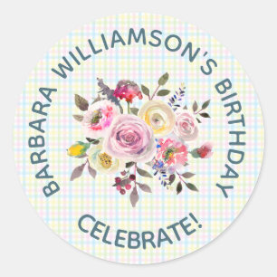 Sticker Rond N'importe quel âge Floral Special Friend Anniversa