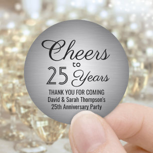 Sticker Rond N'IMPORTE QUEL Anniversaire Salue Black and Silver