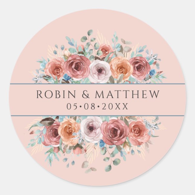 Sticker Rond N'Importe Quel Événement, Ethéal Rose Gold, Blush  (Devant)