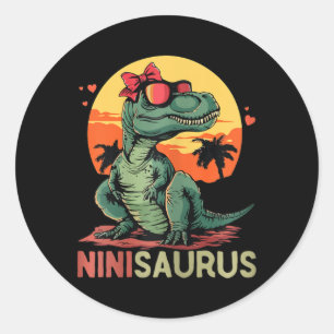 Sticker Rond Ninisaurus Dino Dinosaure Nini-saurus T-rex Mère
