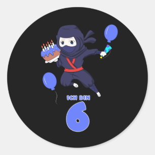 Sticker Rond NINJA ANNIVERSAIRE 6 6e anniversaire Boy Comic Lov