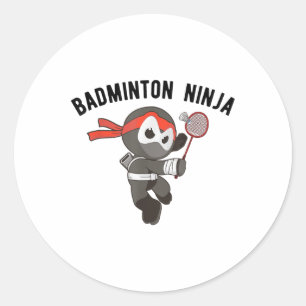 Sticker Rond Ninja Badminton, Birdie Sport Tee Apparel_1