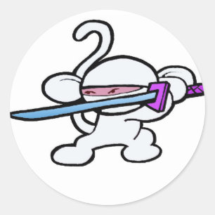 Sticker Rond Ninja blanc sur Garde-Aucuns mots