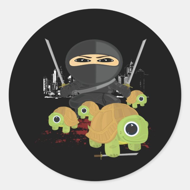Sticker Rond Ninja et tortues (Devant)