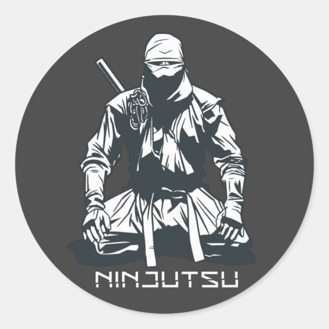 Sticker Rond Ninja japonais Ninjutsu Assassin Design (Devant)