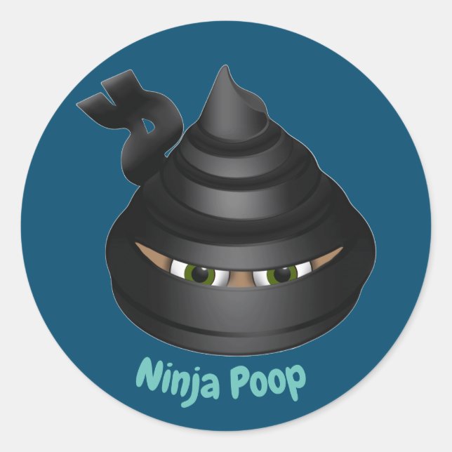 Sticker Rond Ninja Poop Emoji (Devant)