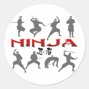 Sticker Rond Ninja Pose Silhouette