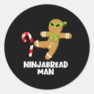 Sticker Rond Ninjabread homme fun ginja kicking sucre de canne 