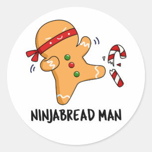 Sticker Rond Ninjabread Man Funny Gingerbread Pun