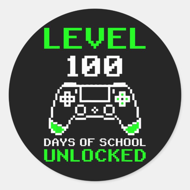 Sticker Rond Niveau 100 Jours De Jeux Vidéo De Gamer Déverrouil (Devant)