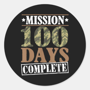 Sticker Rond Niveau 100 Jours De Mission Scolaire Terminer Les