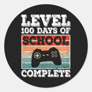 Sticker Rond Niveau 100 Jours D'École Complet Gamer Garçons Vid