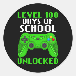Sticker Rond Niveau 100 Jours D'École Terminé Gaming Controll