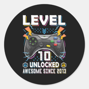 Sticker Rond Niveau 10 Déverrouillé 10E Gamer 10