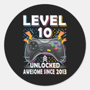 Sticker Rond Niveau 10 Jeu vidéo déverrouillé 10E Jeu
