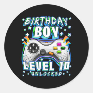Sticker Rond Niveau 10 Jeux vidéo non bloqués 10th Birthday Gam