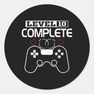 Sticker Rond Niveau 10 Terminé 10 ans Anniversaire Mariage Vid