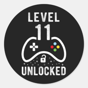 Sticker Rond Niveau 11 Jeu vidéo déverrouillé 11e cadeau d'anni