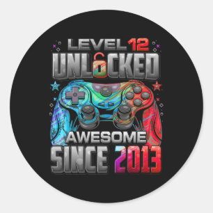 Sticker Rond Niveau 12 Débloqué Incroyable Depuis Anniversaire