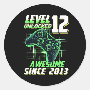 Sticker Rond Niveau 12 Débloqué Incroyable Depuis Anniversaire
