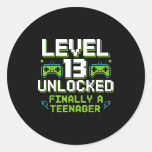 Sticker Rond Niveau 13 débloqué enfin un adolescent 13ème anniv