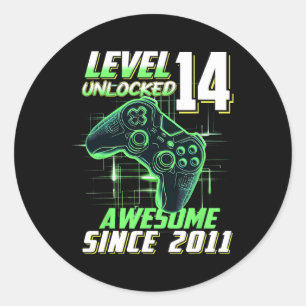 Sticker Rond Niveau 14 Débloqué Incroyable Depuis Anniversaire
