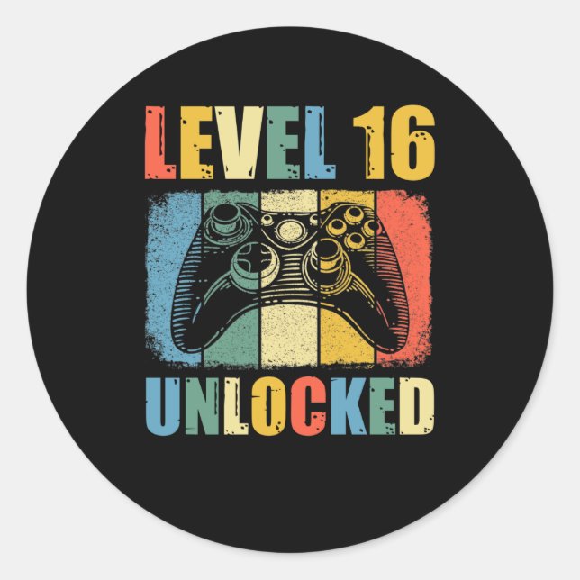 Sticker Rond Niveau 16 déverrouillé (Devant)
