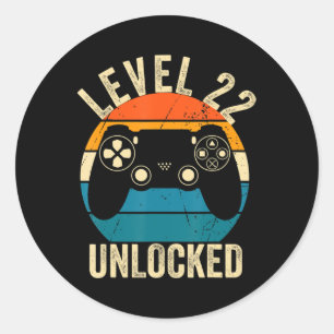 Sticker Rond Niveau 22 Déverrouillé Jeu vidéo 22e Anniversaire 