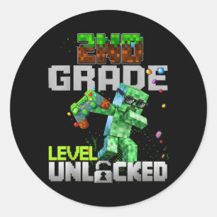 Sticker Rond Niveau 2e année débloqué Jeu pixel de rentrée scol