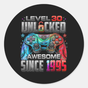 Sticker Rond Niveau 30 Débloqué Incroyable Depuis 1995 30e Anni