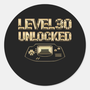 Sticker Rond Niveau 30 Déverrouillé Gamepad Vintage 30e anniver