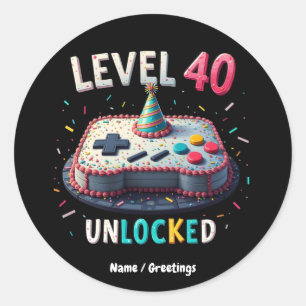 Sticker Rond Niveau 40 Déverrouillé Style de jeu 40e anniversai