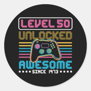 Sticker Rond Niveau 50 déverrouillé stupéfiant depuis 1973 Jeu