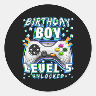 Sticker Rond Niveau 5 Jeu vidéo déverrouillé 5e anniversaire Ga