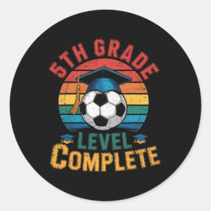 Sticker Rond Niveau 5e année Football Garçon Fille Dernier Jour